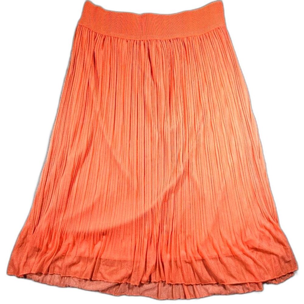 Metro Wear Women's Elegant Orange Pleated Skirt Sz XL